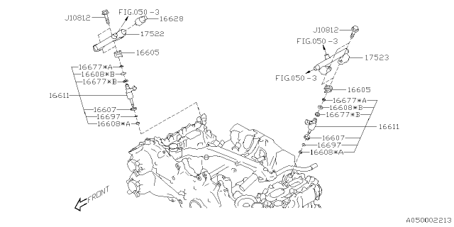 2022 Subaru Impreza Fuel Injector Sub Assembly Diagram for 16611AA971