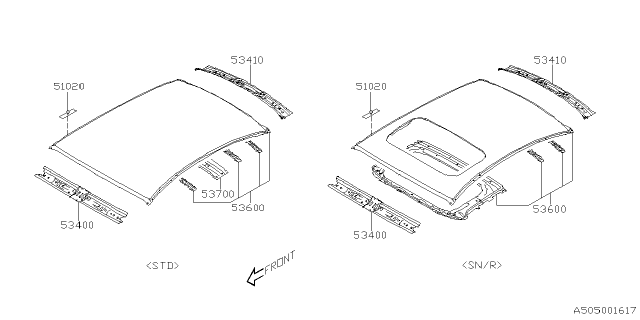 2022 Subaru Impreza 4 Cyl 2.0L CVT Eyesight Sedan Body Panel Diagram 11