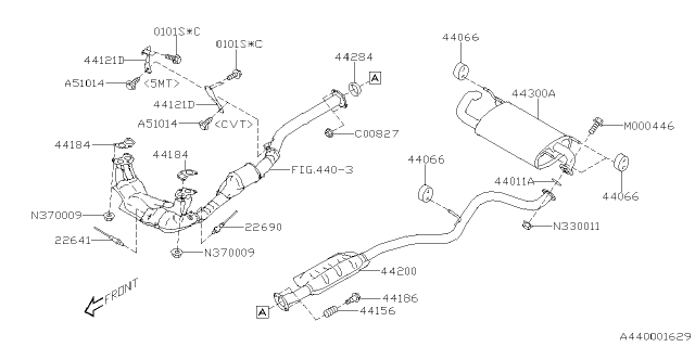 2022 Subaru Impreza EXH PIPE ASSY R W20 Diagram for 44200FL00B
