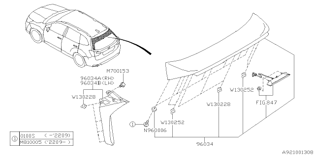 2022 Subaru Forester SPOILER ASSY ROOFCTR Diagram for 96031SJ004V2