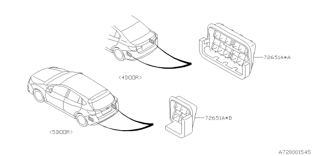 2023 Subaru Impreza Grill Air Vent Diagram for 72651XC00A