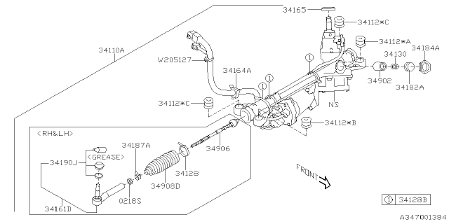 2023 Subaru Impreza Power Steering Gear Box EPS Diagram for 34110FL14E
