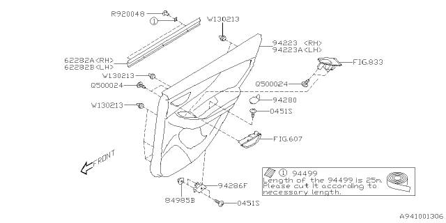 2023 Subaru Impreza 4 Cyl 2.0L 5MT Wagon Door Trim Diagram 2