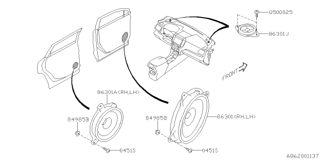 2022 Subaru Ascent Speaker Assembly BFD Diagram for 86301AL70B