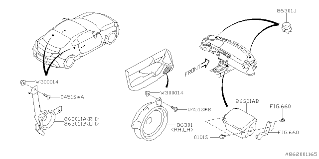 2024 Subaru BRZ SPEAKER ASSY RR Diagram for 86301CA010
