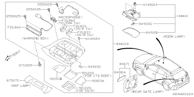 2025 Subaru Crosstrek LAMP ASSY LUGG RMRG Diagram for 84671SJ101VH