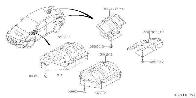 2022 Subaru WRX COVER EXH CTR Diagram for 59024VC000