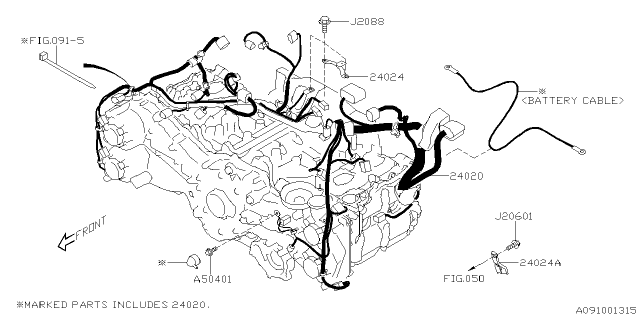 2023 Subaru Crosstrek 4 Cyl 2.0L Hybrid CVT Premium w/Eyesight Engine Wiring Harness Diagram 2