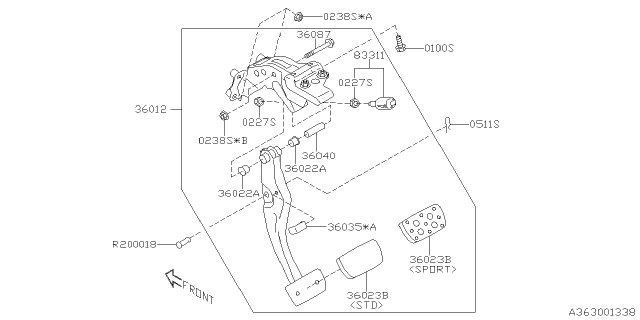 2025 Subaru Outback 4 Cyl 2.5L Premium Pedal System Diagram 2