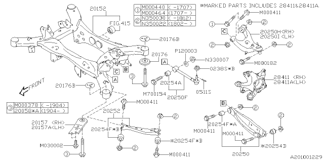 2022 Subaru Impreza 4 Cyl 2.0L 5MT Sedan Rear Suspension Diagram 2
