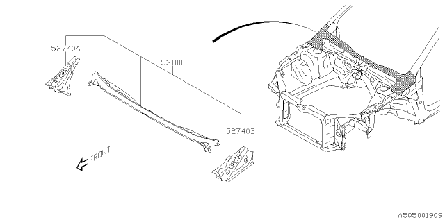 2023 Subaru WRX PANEL COMPL F RH Diagram for 51091VC0009P