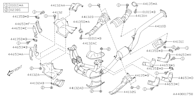 2025 Subaru Forester PIPE COMPL-EXH,FR Diagram for 44620AF120