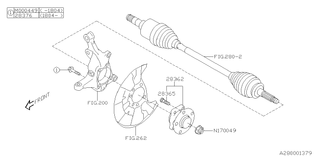 2023 Subaru Crosstrek 4 Cyl 2.0L 6MT Base Front Axle Diagram 2