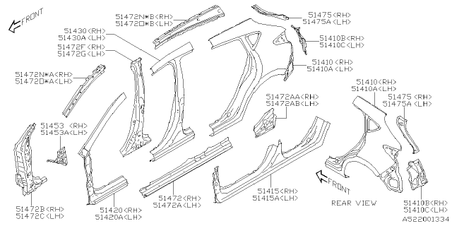 2024 Subaru Impreza PNL SD OUT SL RPR5LH Diagram for 51449FN0509P