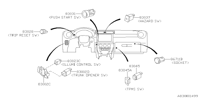 2024 Subaru BRZ SW ASSY HAZARD Diagram for 83037CC000