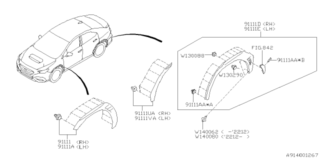 2023 Subaru WRX 4 Cyl 2.4L 6MT Premium B Outer Garnish Diagram 2