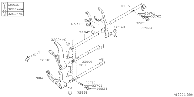 2023 Subaru Crosstrek 4 Cyl 2.0L 6MT Base Shifter Fork & Shifter Rail Diagram 5