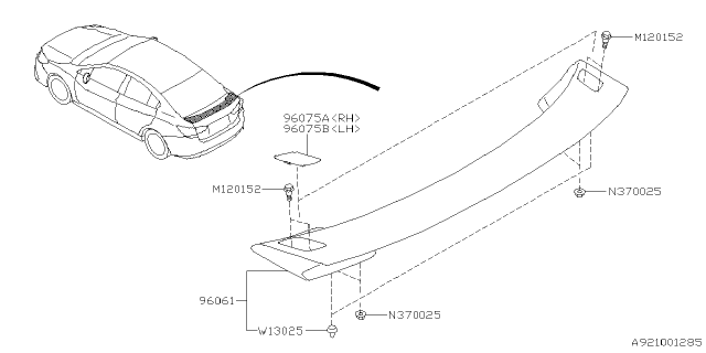 2023 Subaru Impreza 4 Cyl 2.0L 5MT Sedan Spoiler Diagram 3