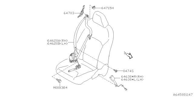 2023 Subaru Ascent BELT ASSY F OUT ULH Diagram for 64621XC01BVH