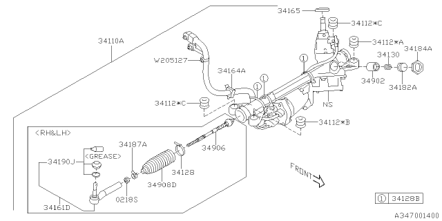 2023 Subaru Crosstrek Power Steering Gear Box EPS Diagram for 34110FL361