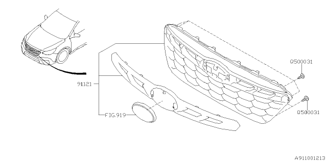 2022 Subaru Outback Grille Assembly F WLDSIA Diagram for 91121AN10A