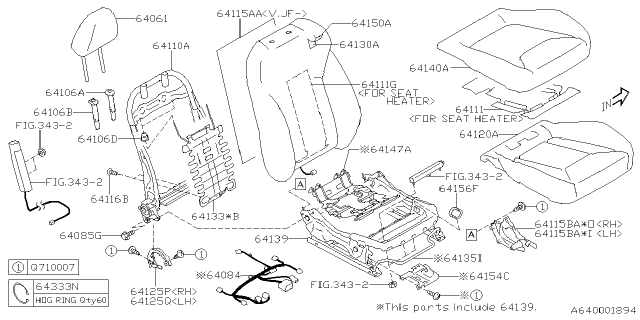 2024 Subaru Crosstrek ST COVER ASSY CUSFRH Diagram for 64140FN120NT