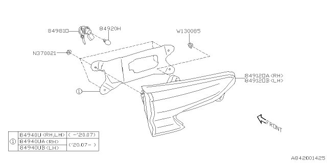 2025 Subaru Outback 4 Cyl 2.5L Onyx Lamp - Rear Diagram 3
