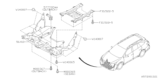 2024 Subaru Outback Under Cover Com FWLD Diagram for 56410AN04A
