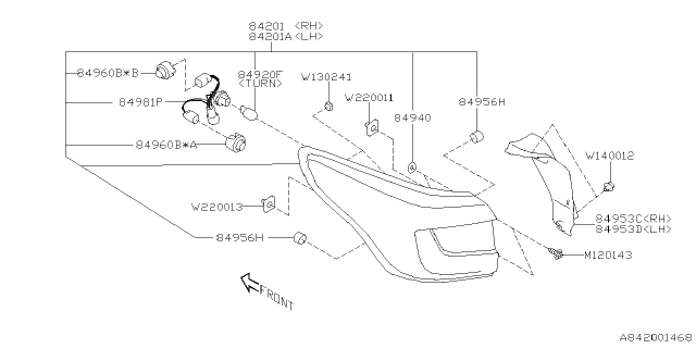 2025 Subaru Crosstrek LAMP ASSY COMB R LH Diagram for 84201FN01B