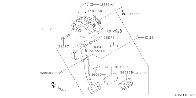 2023 Subaru WRX 4 Cyl 2.4L CVT Base w/Eyesight Pedal System Diagram 2