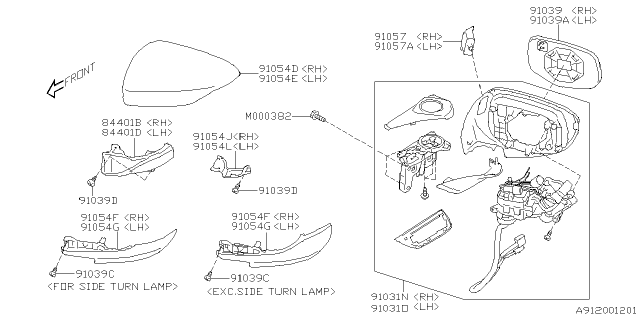 2022 Subaru WRX Rear View Mirror Unit Left Hand Side Diagram for 91036VC421