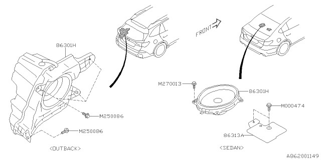 2025 Subaru Outback 4 Cyl 2.5L Limited Audio Parts - Speaker Diagram 2