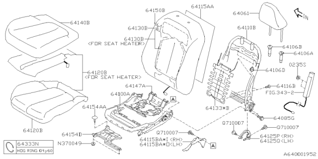 2025 Subaru Forester ST PAD ASSY CUSH FLH Diagram for 64120SL010