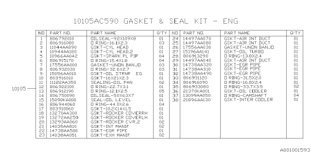 2023 Subaru WRX 4 Cyl 2.4L 6MT Base Engine Assembly Diagram 2