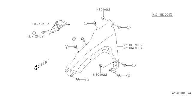 2025 Subaru Impreza FENDER F 5D RH Diagram for 57120FN0009P
