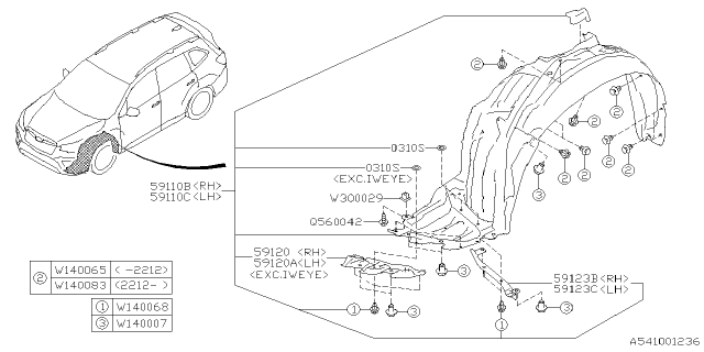2023 Subaru Forester MUD GUARD ASSY F LH Diagram for 59110SJ090