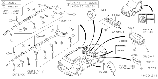 2024 Subaru Legacy AIR B MOD ASSY SDRH Diagram for 98201AN00B