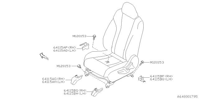 2025 Subaru Outback 4 Cyl 2.4L R Onyx Front Seat Diagram 4