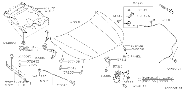 2025 Subaru Legacy LOCK ASSY F HOOD LHD Diagram for 57310AN00C