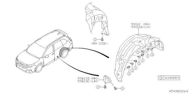 2025 Subaru Forester MUD GUARD ASSY R LH Diagram for 59112SL030