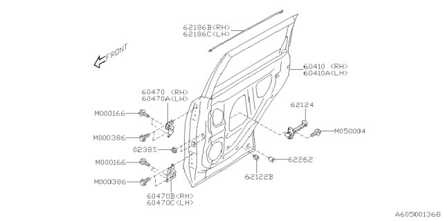 2025 Subaru Forester CHECKER ASSY DR R Diagram for 62124SL000