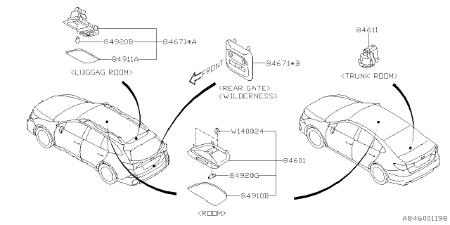 2023 Subaru Outback 4 Cyl 2.4L R Onyx Lamp - Room Diagram 2