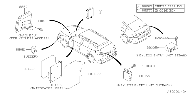 2025 Subaru Outback 4 Cyl 2.5L Base Key Kit & Key Lock Diagram 4