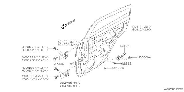 2024 Subaru Crosstrek CHECKER ASSY DR R Diagram for 62124FN000