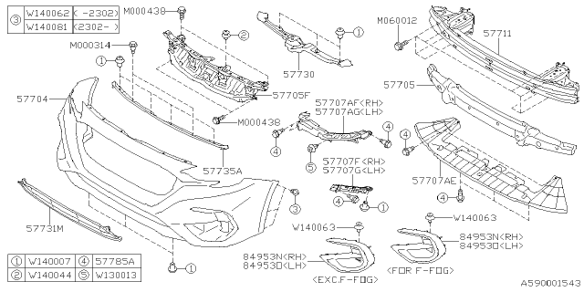 2023 Subaru Legacy BUMPER FACE F SDNSIA Diagram for 57704AN03A
