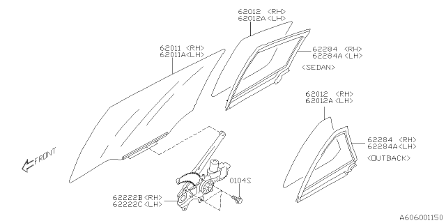 2025 Subaru Outback 4 Cyl 2.5L Onyx Door Parts - Glass & Regulator Diagram 2