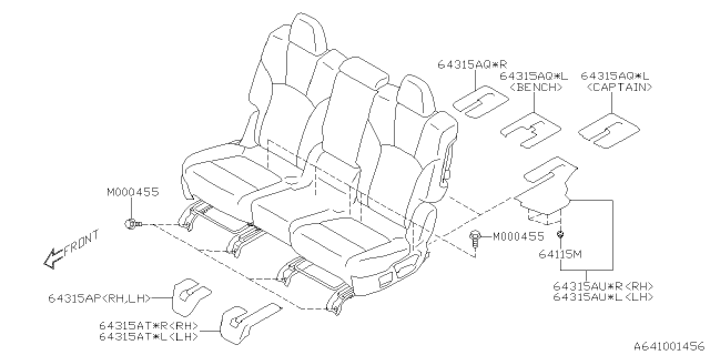 2022 Subaru Ascent 4 Cyl 2.4L Base w/Eyesight Rear Seat Diagram 3