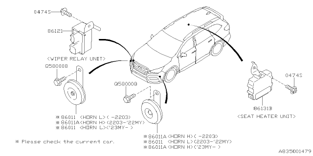 2024 Subaru Ascent HORN ASSY (L) Diagram for 86012AN20A