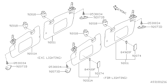 2023 Subaru Crosstrek SUN VISOR ASSY LH Diagram for 92011FL051ME