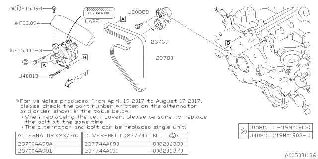 2023 Subaru Impreza 4 Cyl 2.0L 5MT Wagon Timing Hole Plug & Transmission Bolt Diagram 2